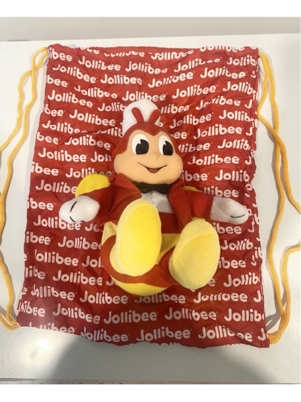 Jollibee Hidden Drawstring Backpack Plush Bee Mascot Limited Edition Promo Bag